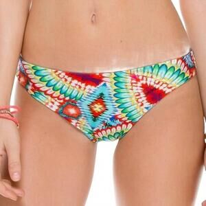 NEW LULI FAMA wild heart peek hole reversible moderate bikini bottom in multi